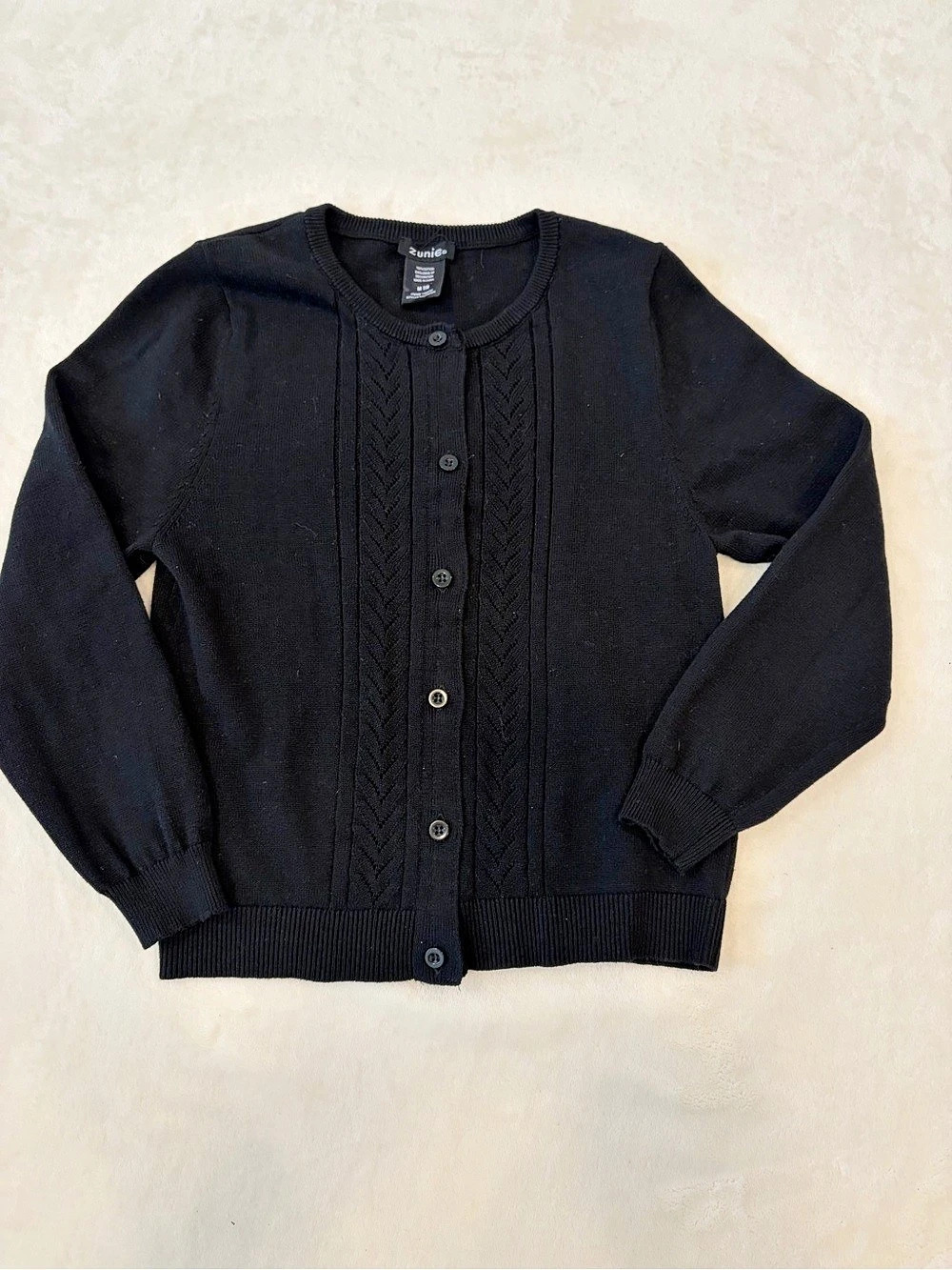 Zunie Cable Knit Cardigan in Black Size Medium Like New